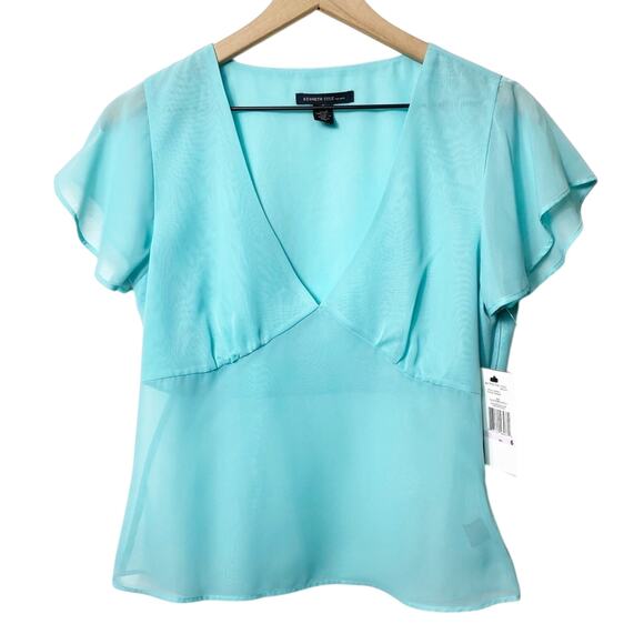 Kenneth Cole New York Blue Short Sleeve Bl… - Picture 1 of 5
